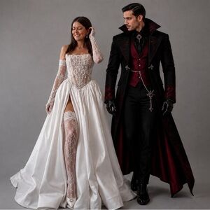 Ivory Lace Corset Cape Dress - Women's Bridal-Inspired Cape Dress